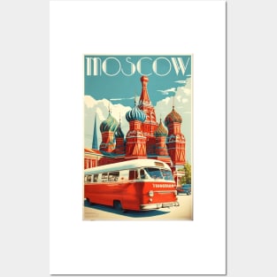 Moscow Russia Vintage Travel Art Poster Posters and Art